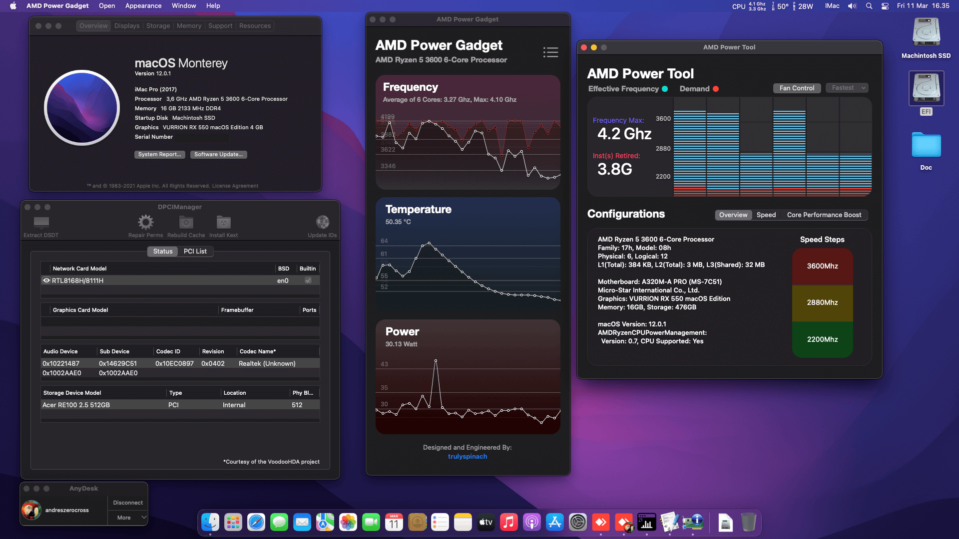Success Hackintosh macOS Monterey 12.0.1 Build 21A559 in MSI A320M-A PRO + AMD Ryzen 5 3600 + Vurrion RX 550